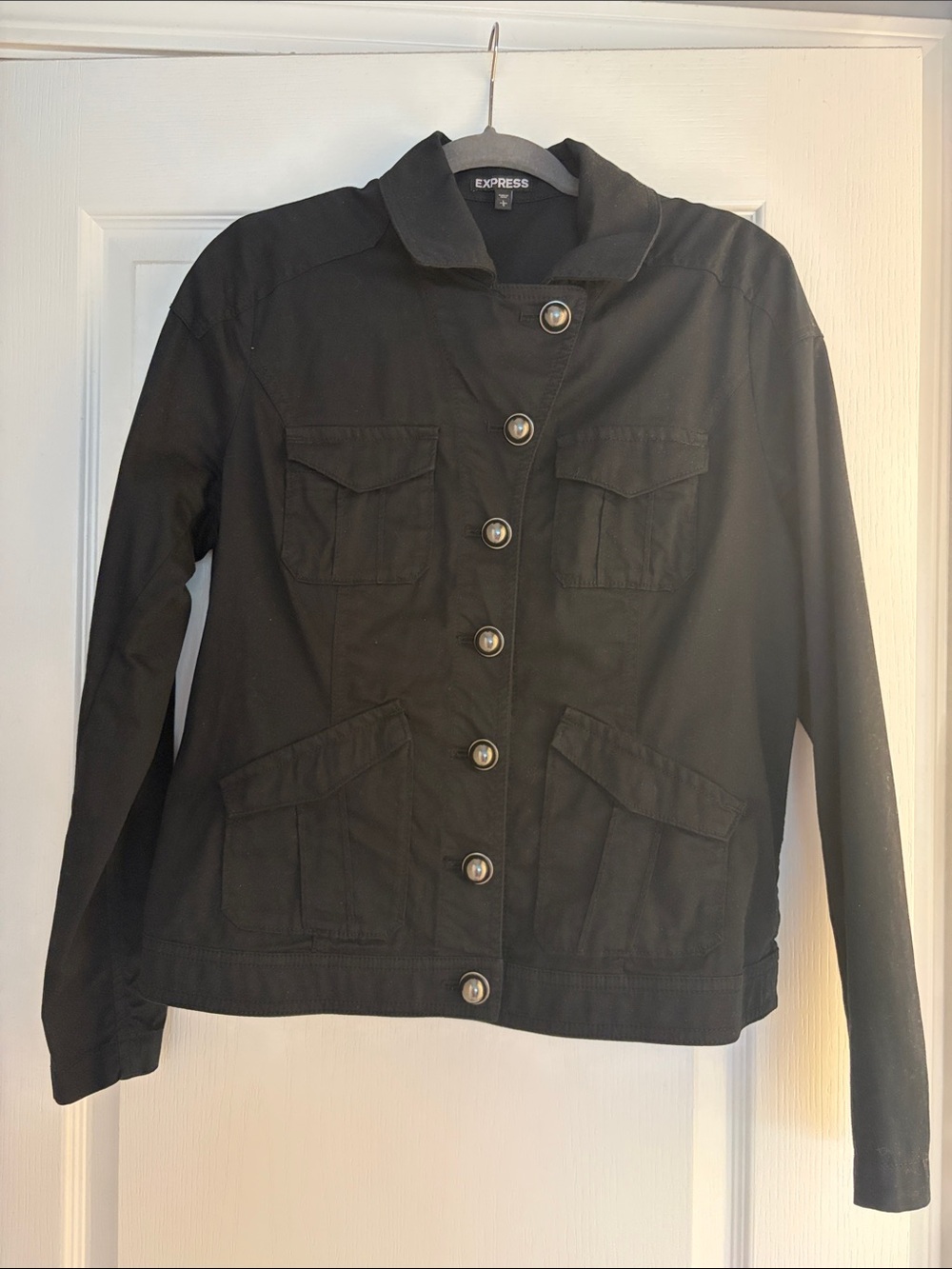Express Black Utility Button-Front Jacket